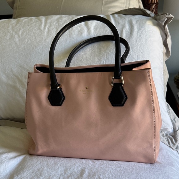 Kate Spade Catherine Street Wensley Blush and Black Satchel Tote handbag - Picture 3 of 15